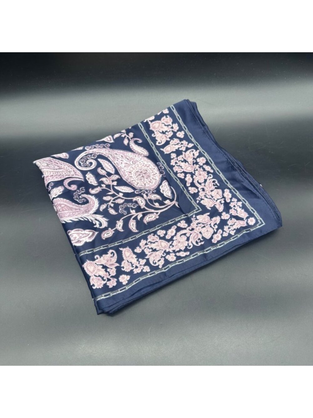 Floral Paisley Square Scarf Navy Blue Lavender Purple Fashion Accessory